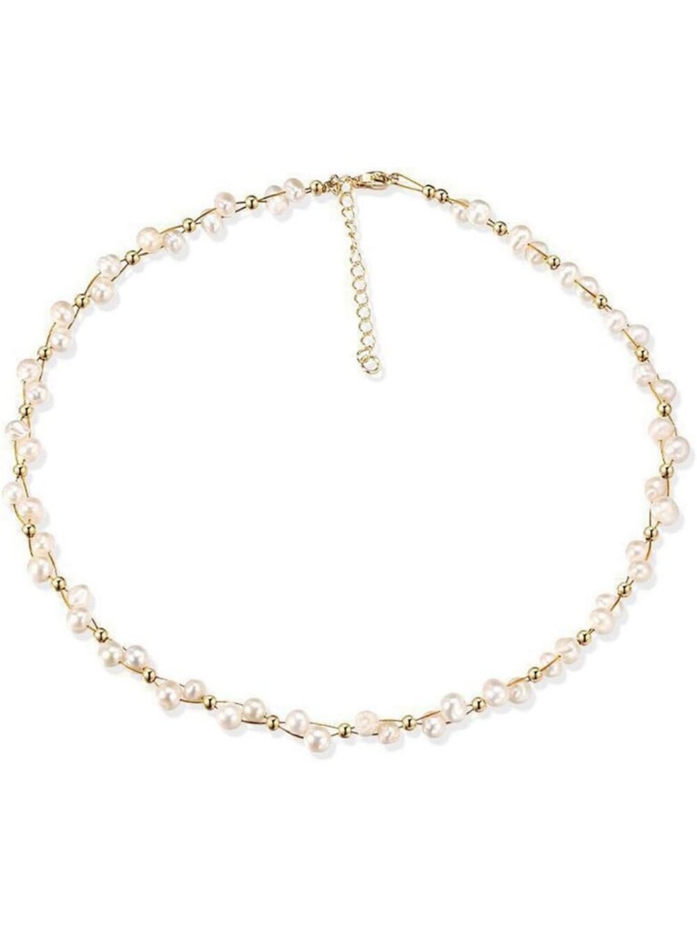 Dainty Freshwater Pearl Choker Necklace for Women - 18K Gold Plated Handmade